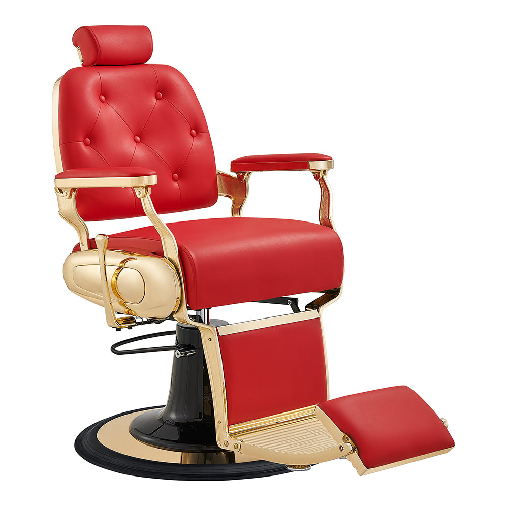 Cavalier red barber chair in gold