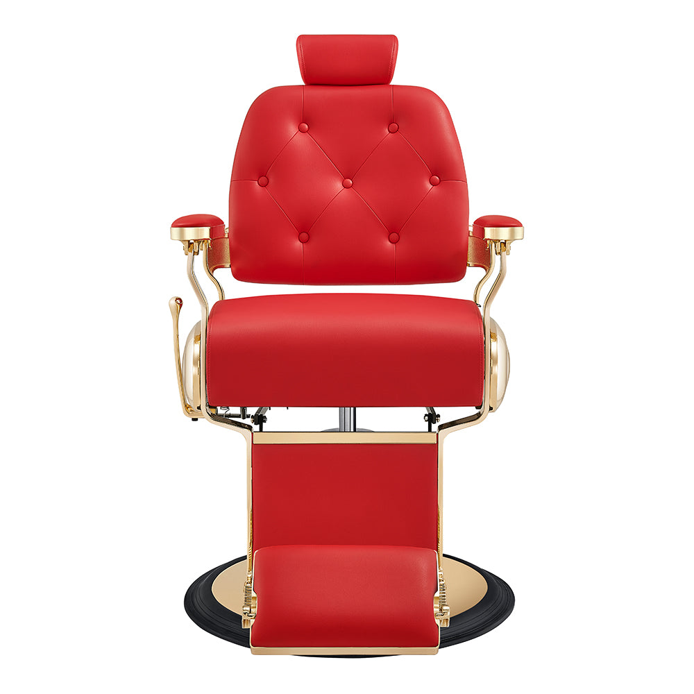 Cavalier red barber chair in gold