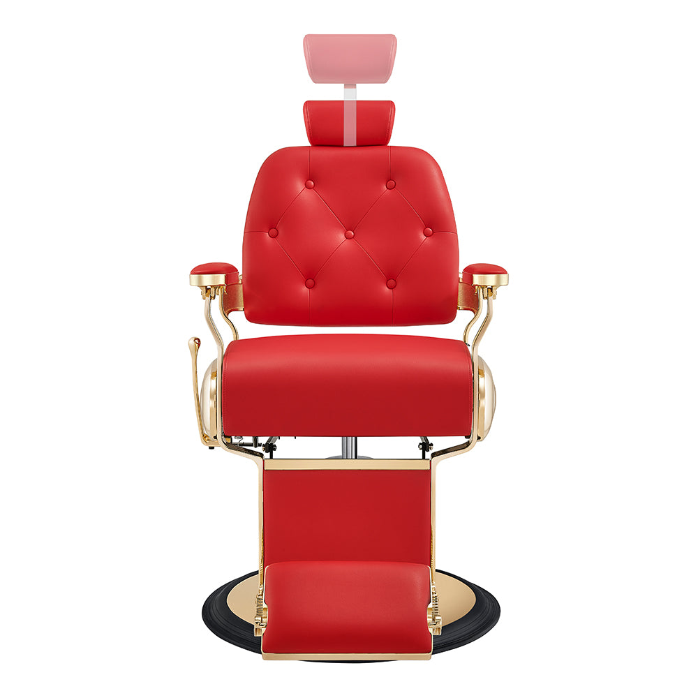 Cavalier red barber chair in gold