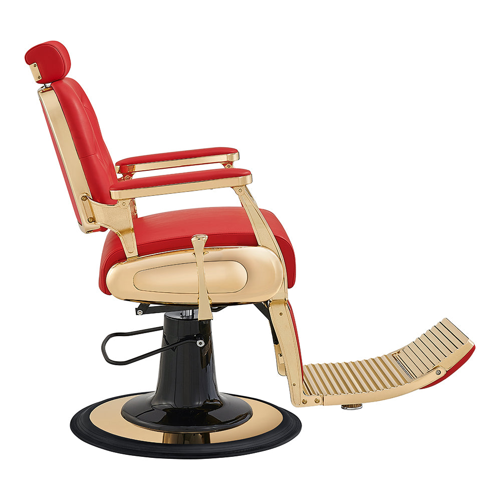 Cavalier red barber chair in gold