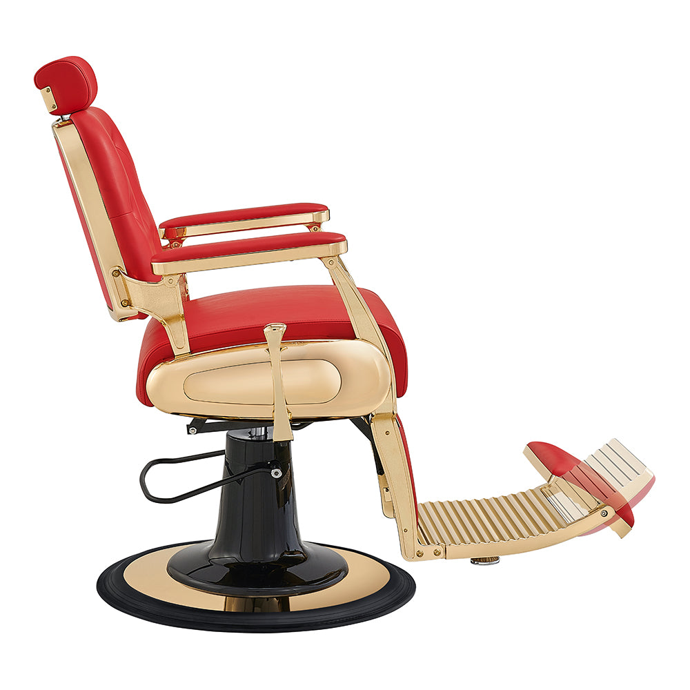 Cavalier red barber chair in gold