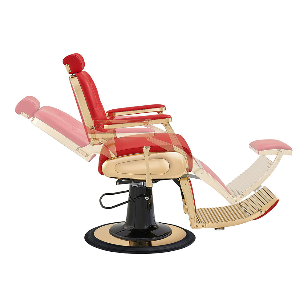 Cavalier red barber chair in gold
