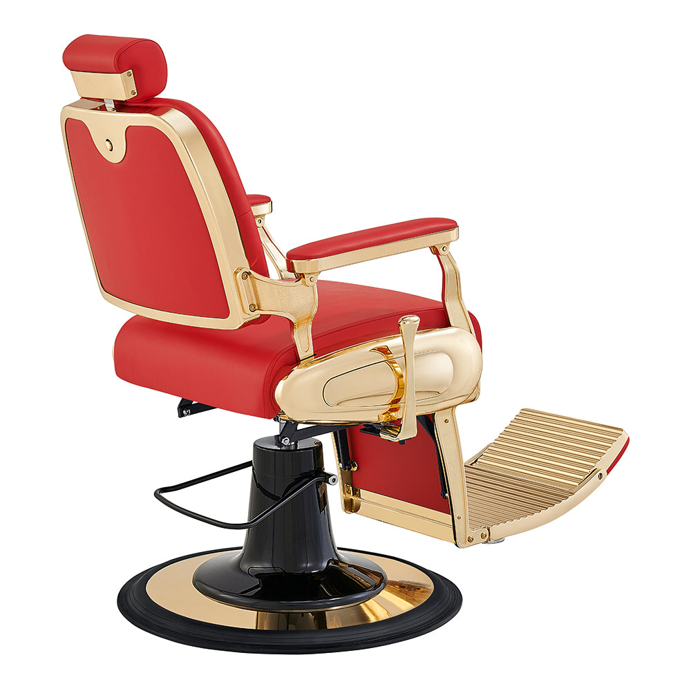 Cavalier red barber chair in gold