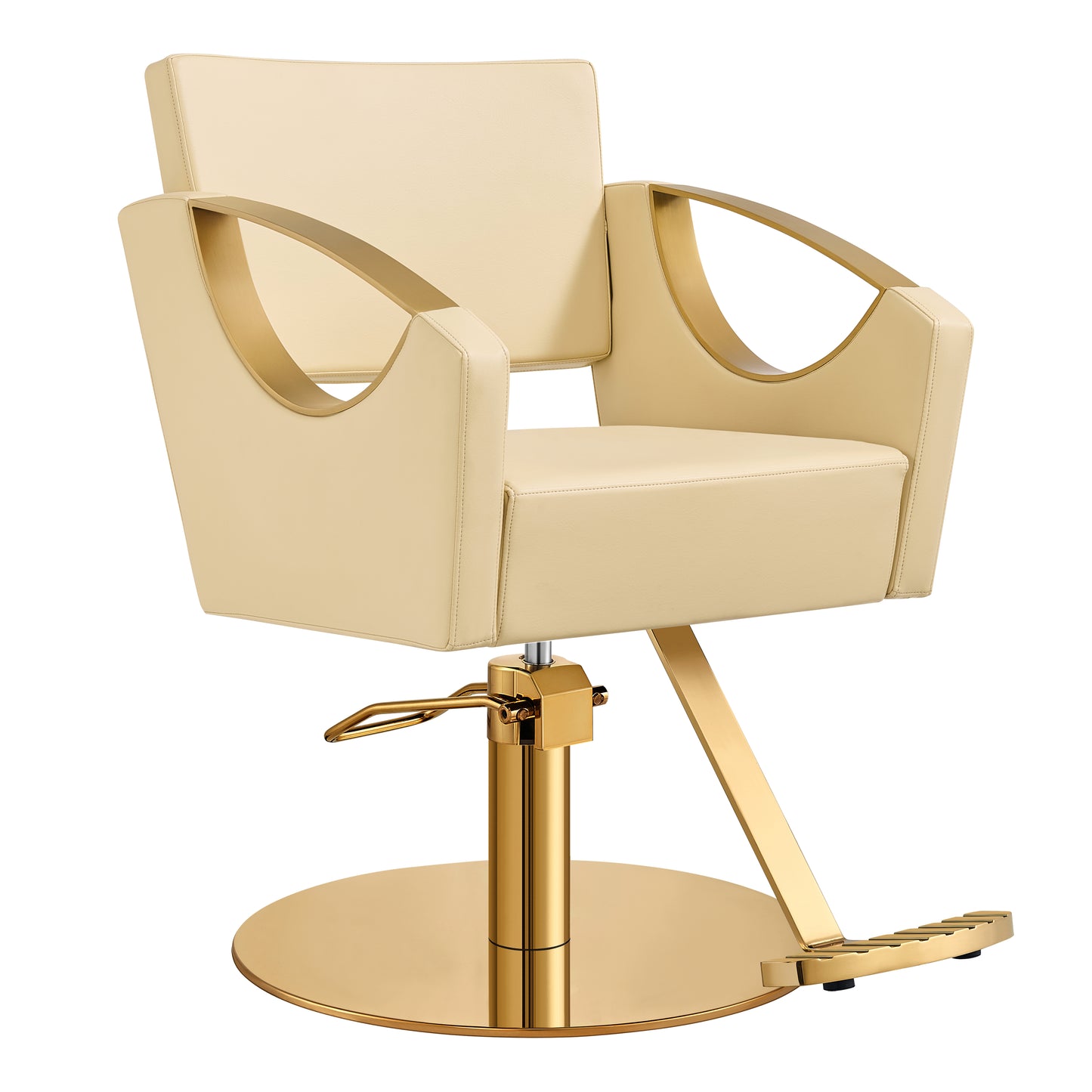 Creativita Beige Gold Leather Salon Chair