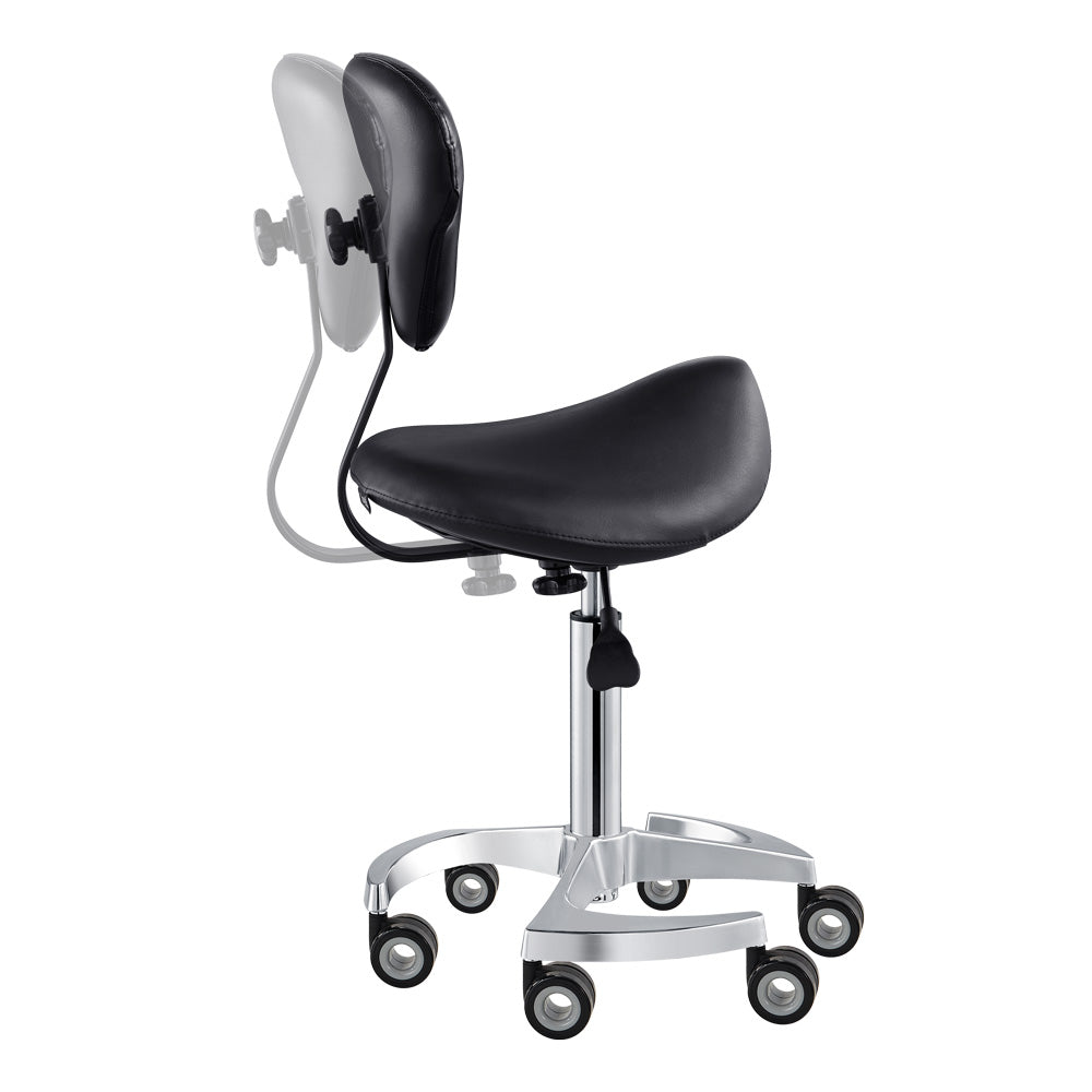 Tao Rolling Saddle Stool with Back