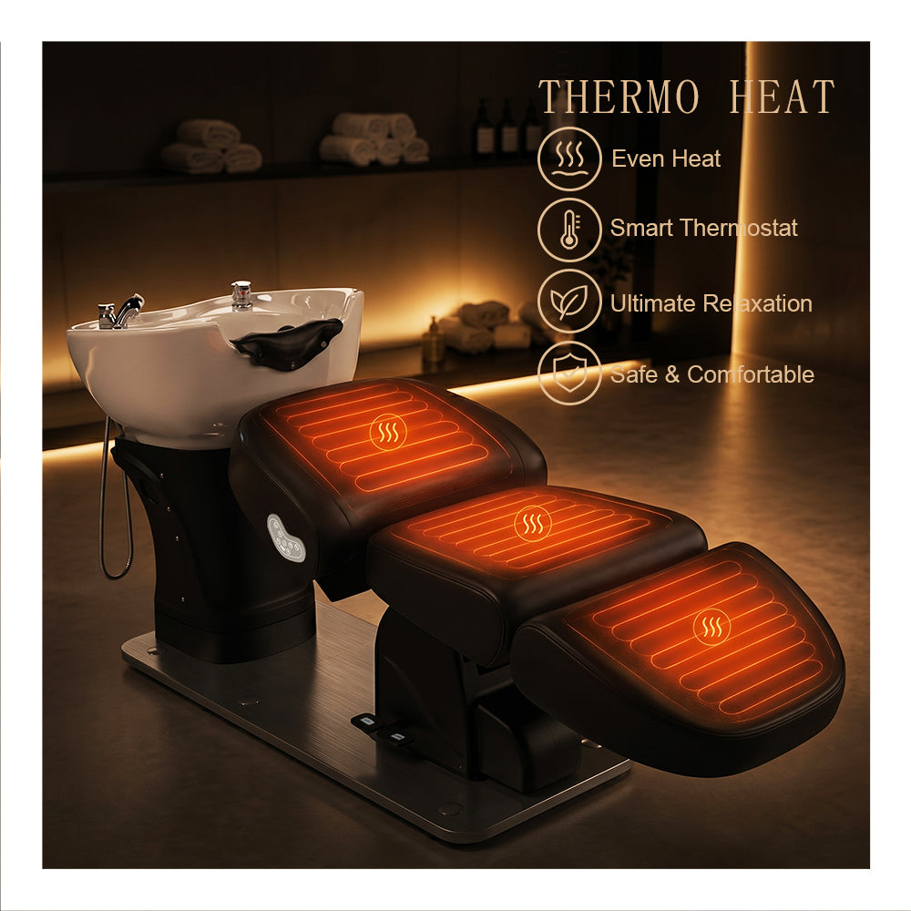 Maximus Il black thermo heated massage shampoo bed
