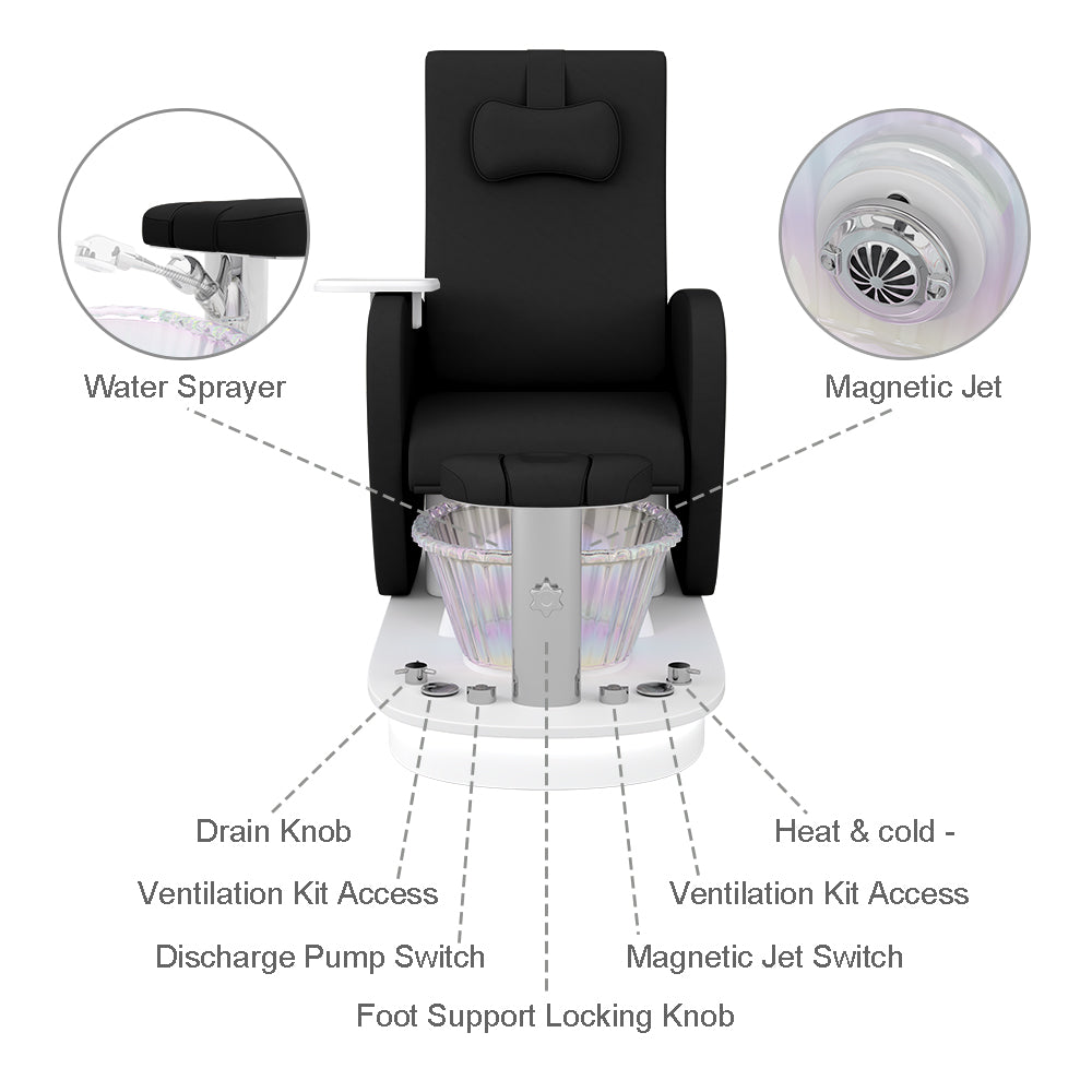 Relaxion II Black Pedicure Chair