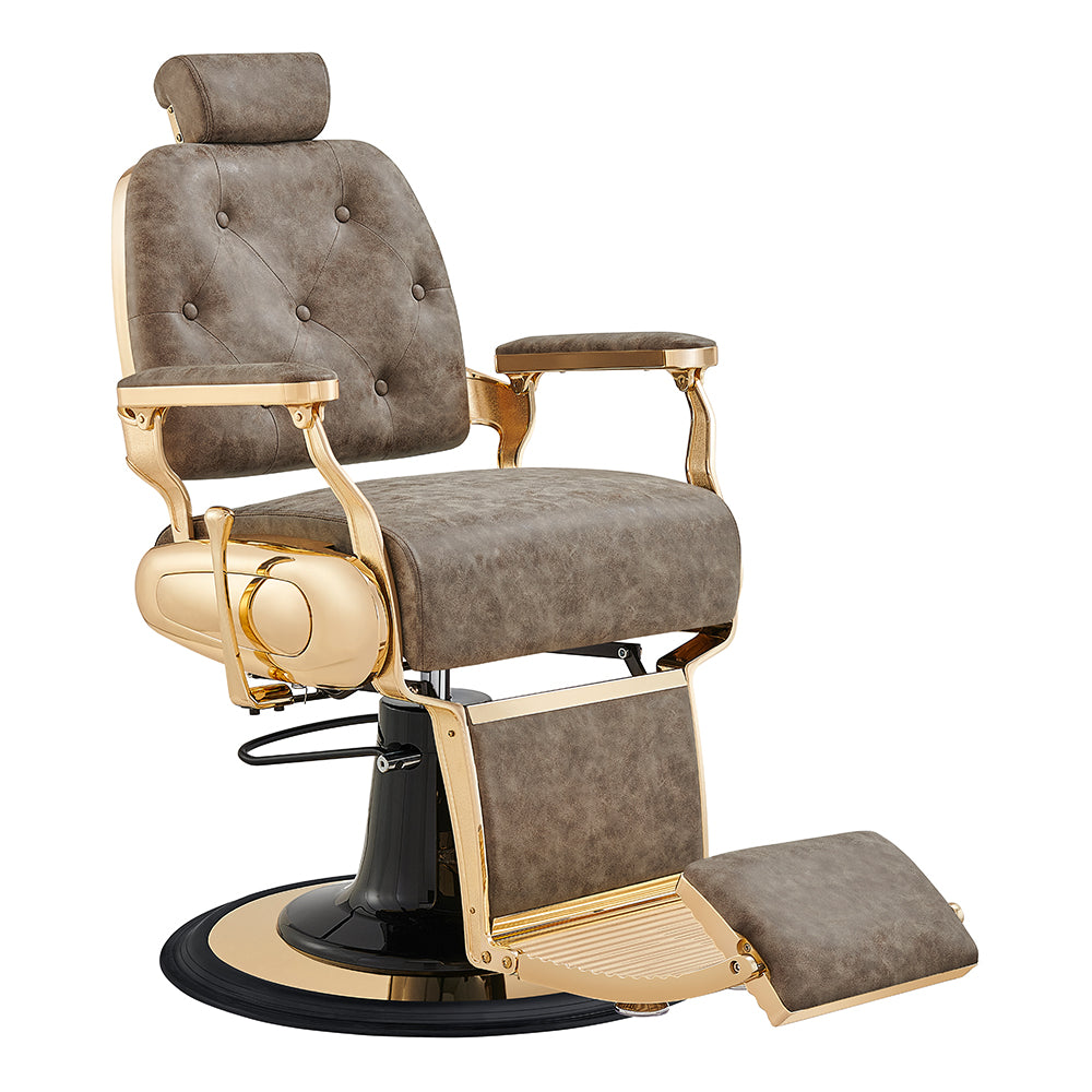 Cavalier Vintage Brown Barber Chair Gold