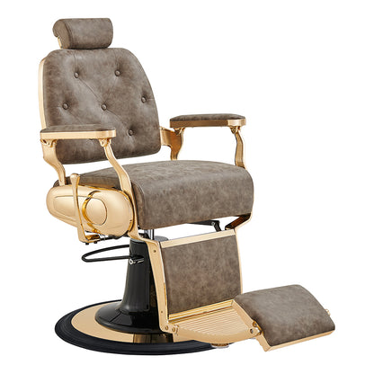 Cavalier Vintage Brown Barber Chair Gold