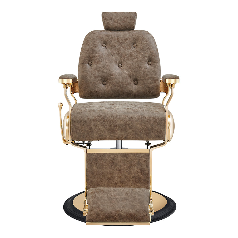 Cavalier Vintage Brown Barber Chair Gold
