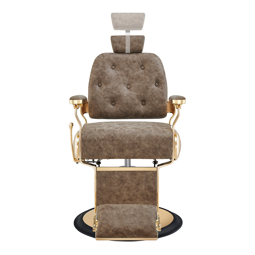 Cavalier Vintage Brown Barber Chair Gold