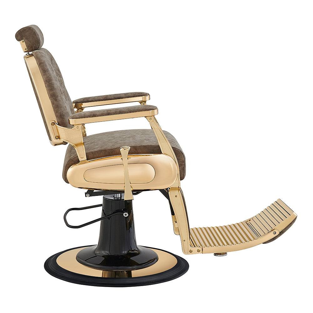 Cavalier Vintage Brown Barber Chair Gold