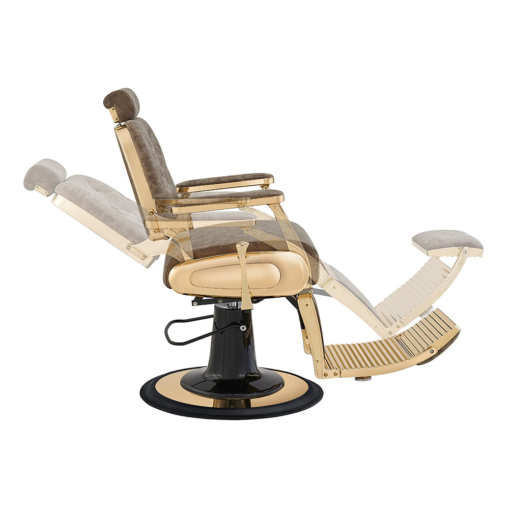 Cavalier Vintage Brown Barber Chair Gold