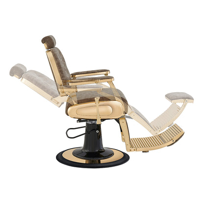 Cavalier Vintage Brown Barber Chair Gold