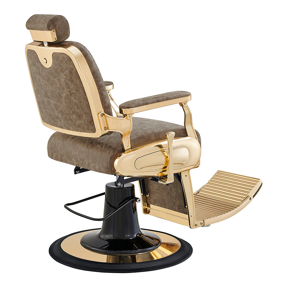 Cavalier Vintage Brown Barber Chair Gold