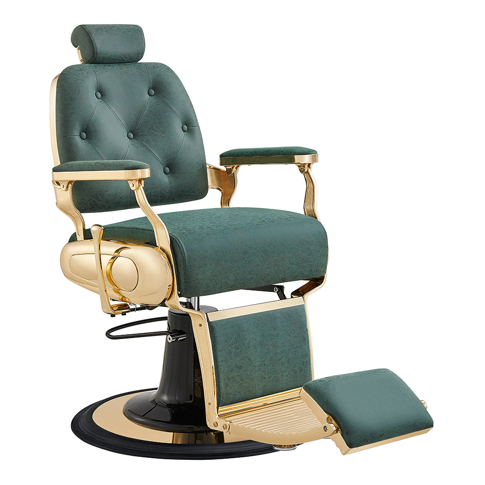 Cavalier Vintage Green Gold Barber Chair
