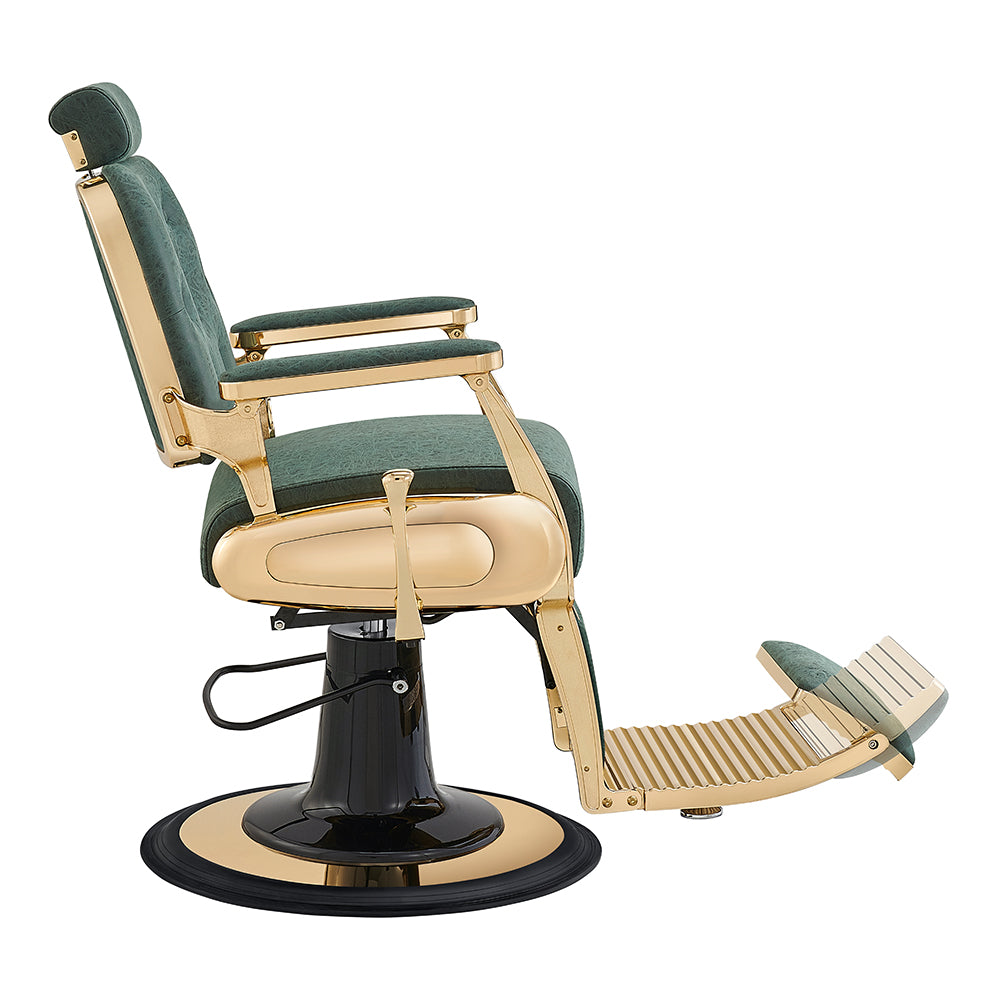Cavalier Vintage Green Gold Barber Chair