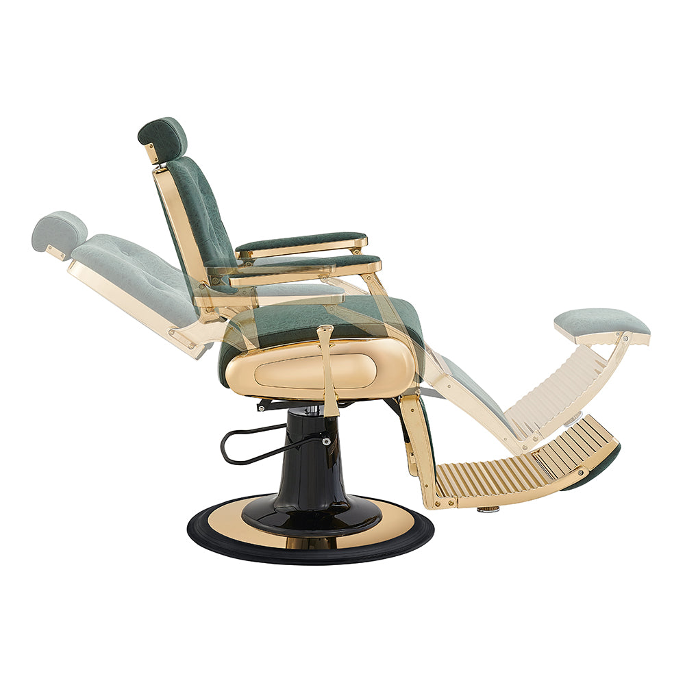 Cavalier Vintage Green Gold Barber Chair