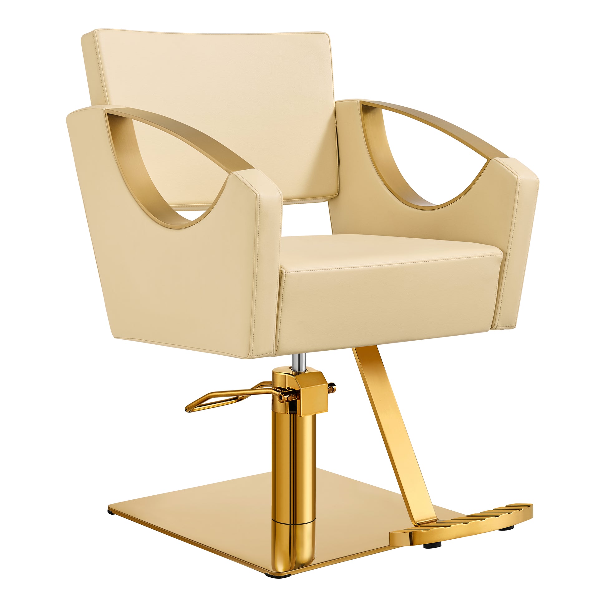 Creativita Beige Gold Leather Salon Chair