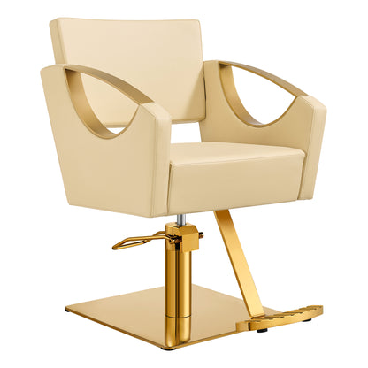 Creativita Beige Gold Leather Salon Chair