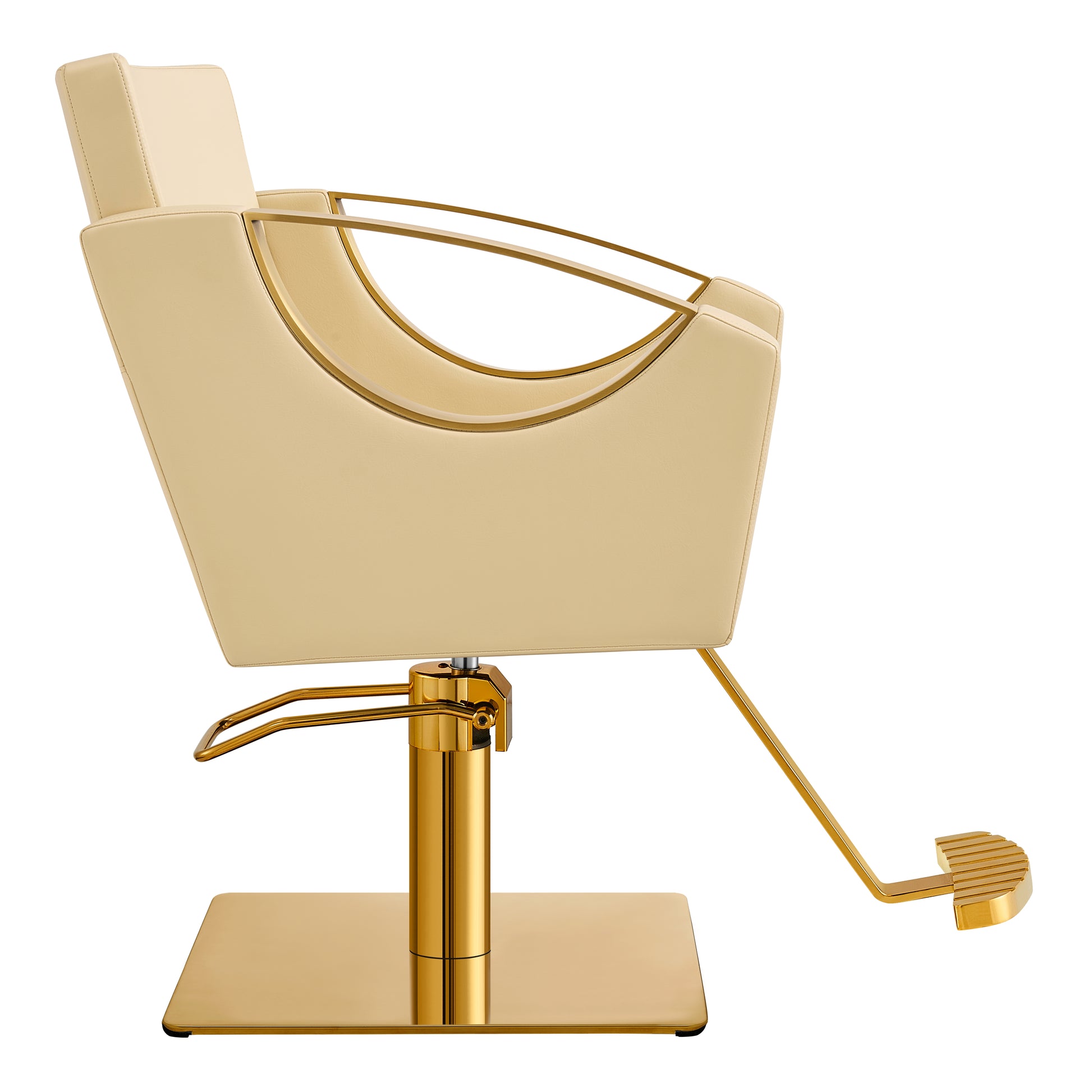 Creativita Beige Gold Leather Salon Chair