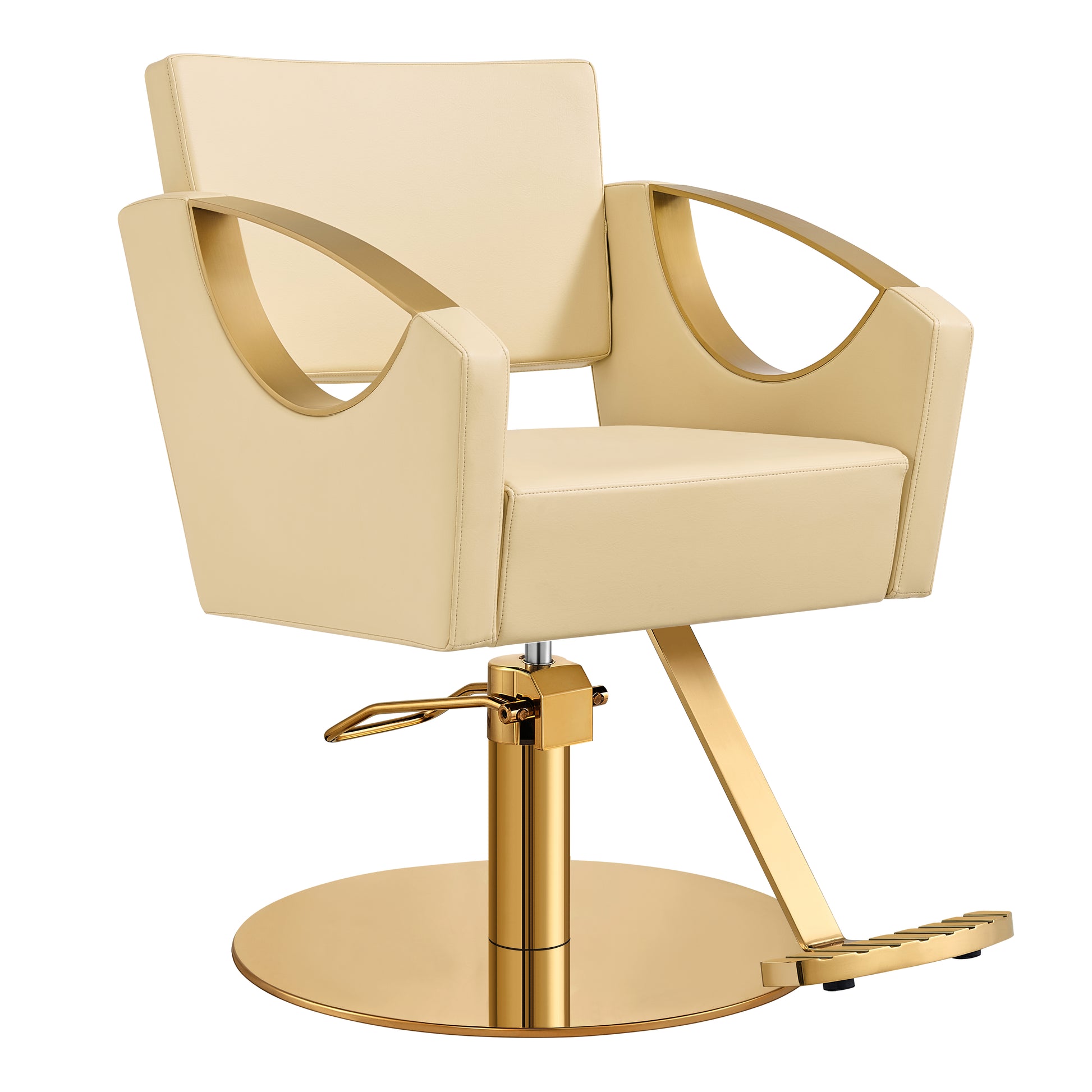 Creativita Beige Gold Leather Salon Chair