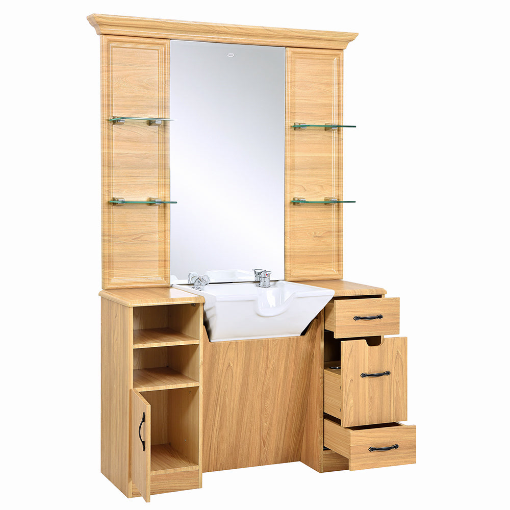 Taylor Walnut  Barber Station With Mirror